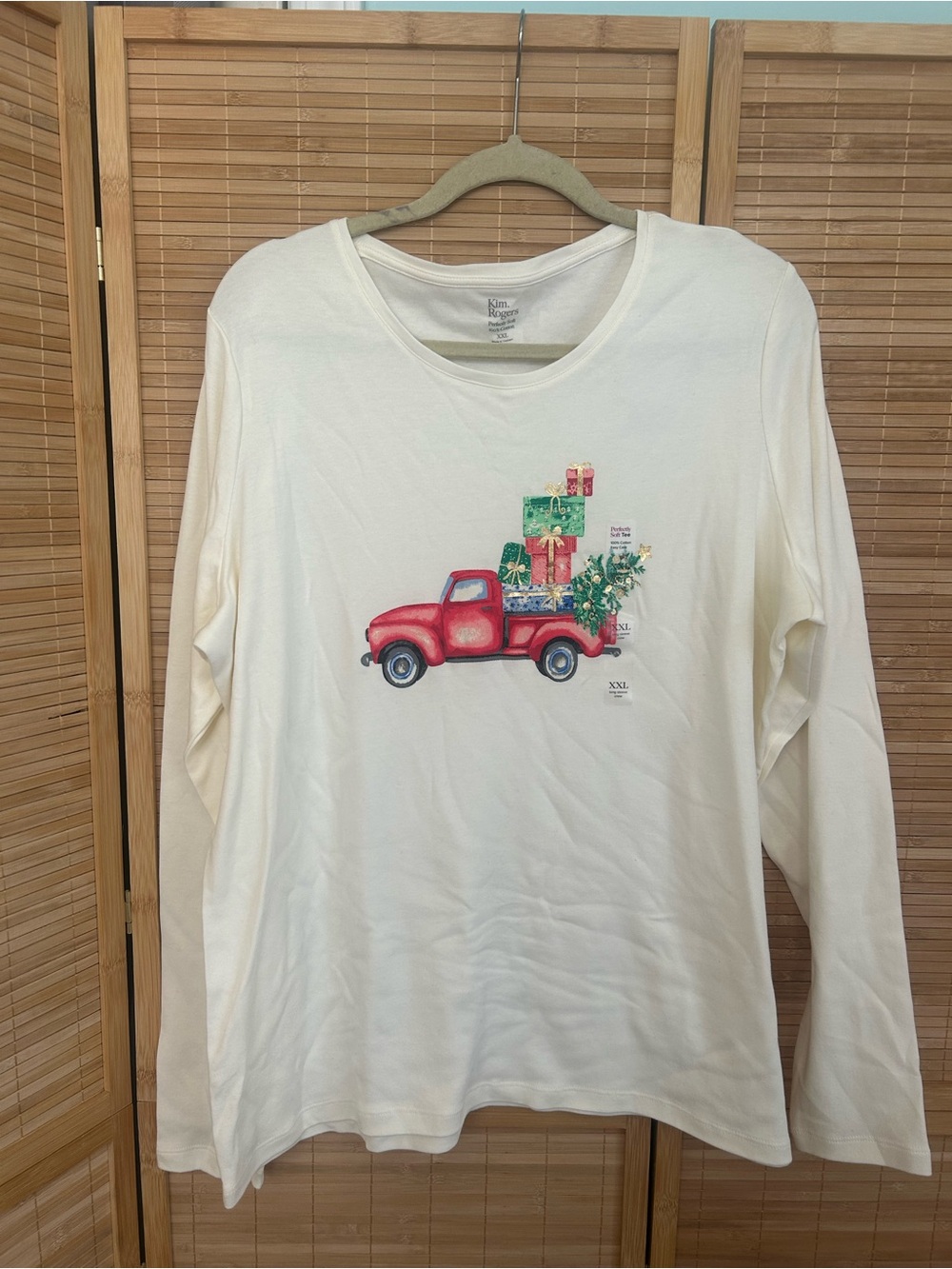 Kim Rogers Women's Christmas Truck Long Sleeve T-Shirt soft tee woman’s XXL new